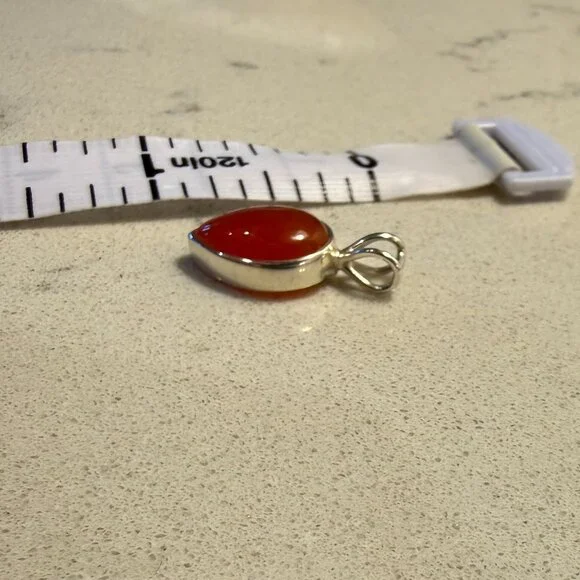 BEAUTIFUL Petite *Carnelian* Teardrop Necklace Pendant | Sterling Silver | NEW - Picture 4 of 9